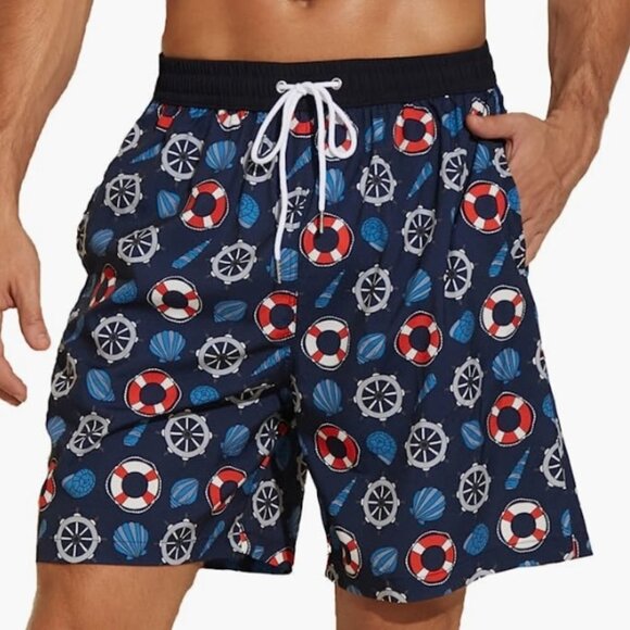 Men's Swim Trunks with Mesh Lining, Quick Dry Board Shorts with Pockets - Picture 1 of 6